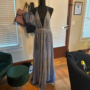 Brand new Long blue and gold gown